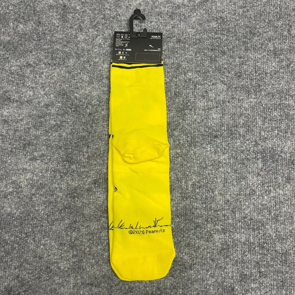 Odd Sox Peanuts Snoopy Woodstock Chill Yellow Crew Socks Mens Size 6-13 NEW - Picture 6 of 7